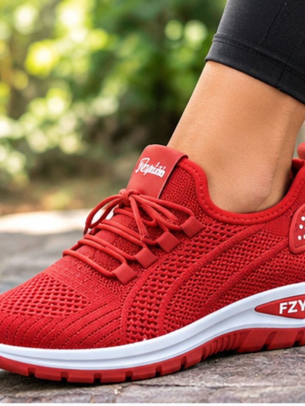 Red Knit Athletic Sneakers – Women’s US Size 8 / EU 41